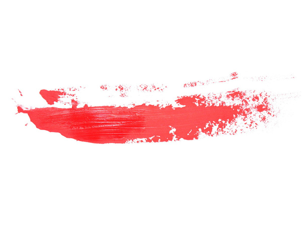 Pinceladas de pincel grunge rojo pintura al óleo aislado sobre fondo blanco
 - Foto, imagen