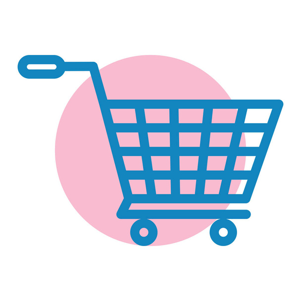 shopping cart with pink and purple color vector illustration graphic design - Vector, imagen