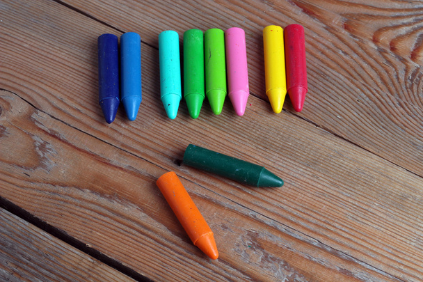 Crayons on a wooden table - Photo, Image