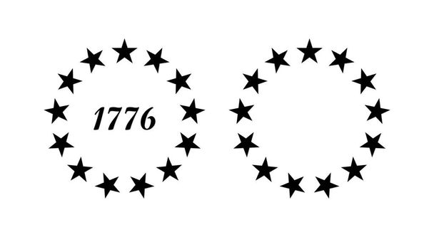 13 Sterren 1776 Onafhankelijkheidsdag Patriottische Unie 13 sterren in cirkel Verenigde Staten van Amerika - Vector, afbeelding