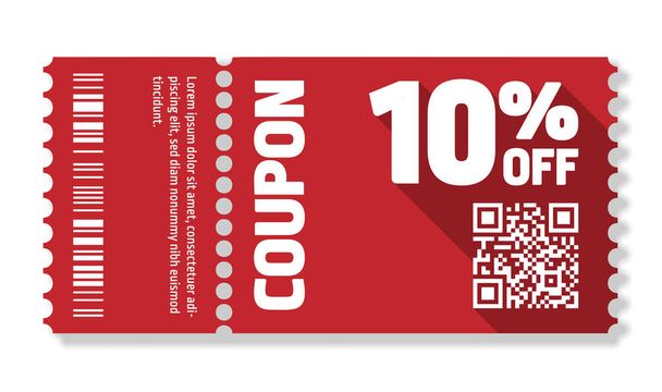 10 percent discount coupon template isolated on white background, vector illustration - Vector, Image