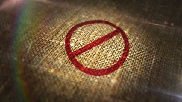 Banned sign stamp on natural linen sack. Ban, restricted and prohibited symbol 3D rendered design abstract concept. Looped and seamless animation. - Footage, Video