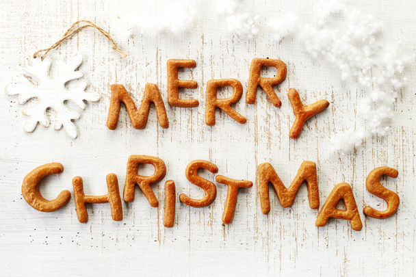 Gingerbread words Merry Christmas - Photo, Image