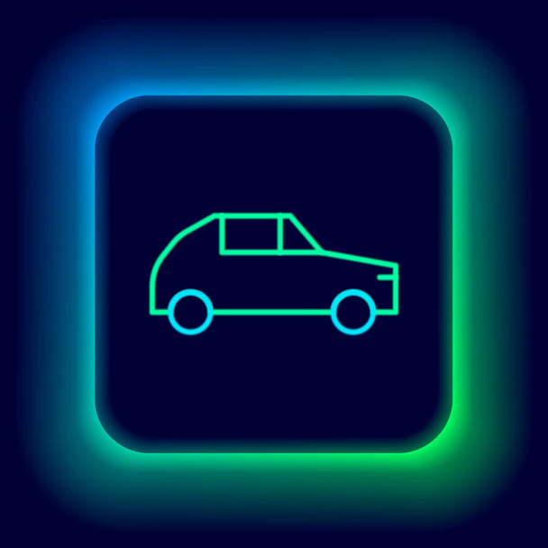 Leuchtende Leuchtschrift Auto-Symbol isoliert auf schwarzem Hintergrund. Buntes Rahmenkonzept. Vektor - Vektor, Bild