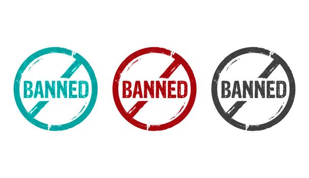 Icone di timbro vietate in poche versioni a colori. Illustrazione di rendering 3D del concetto di simbolo vietato, limitato e proibito. - Foto, immagini