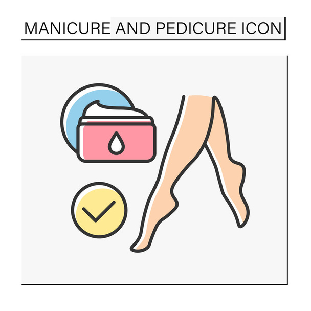 Cosmetology color icon. Cream for feet moisturizing. Spa procedure. Care of skin. Manicure and pedicure concept. Isolated vector illustration - Vektori, kuva