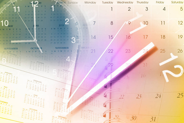 Rostos de relógio e calendários compostos - Foto, Imagem
