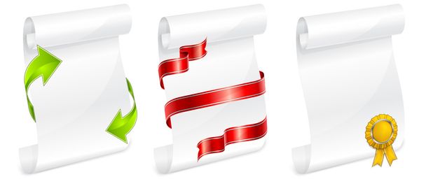 Scroll white paper with ribbon - Vector, Image