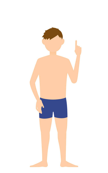 男子生徒水着で指差しとアドバイス - ベクター画像