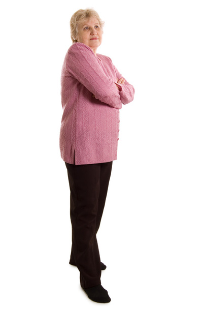 The elderly woman isolated on white - Фото, зображення