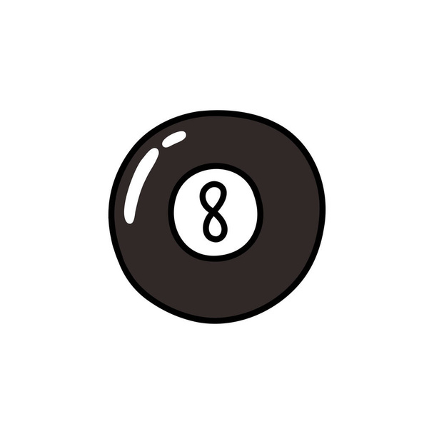 icona doodle palla da biliardo 8, illustrazione vettoriale - Vettoriali, immagini