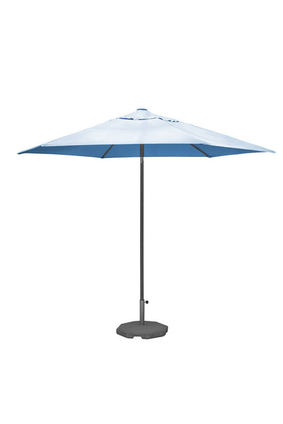 Cyan parasol umbrella with stand isolated on white background with clipping path. - Photo, Image
