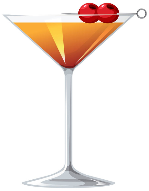 Manhattan cocktail in the glass on white background illustration - Vector, Image