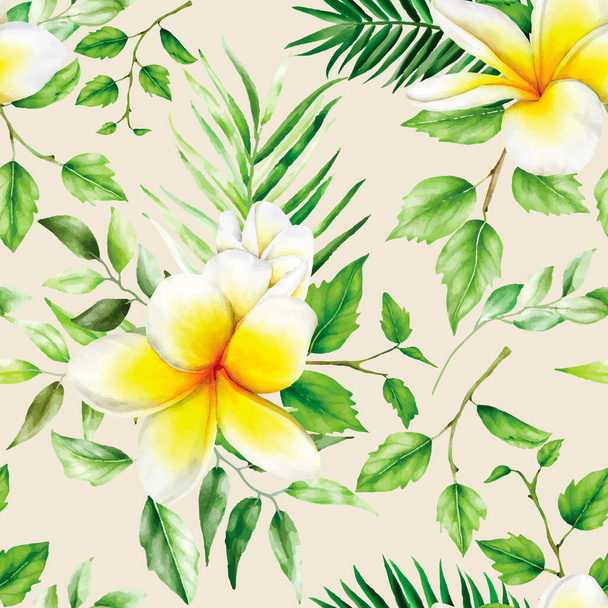 watercolor summer floral seamless pattern - Вектор,изображение
