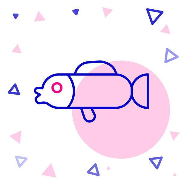 Line Icono de pez globo aislado sobre fondo blanco. Fugu pescado pez globo japonés. Concepto de esquema colorido. Vector. - Vector, Imagen