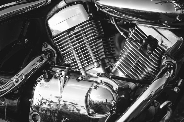 Motorcycle engine motor close-up detail background - Foto, afbeelding