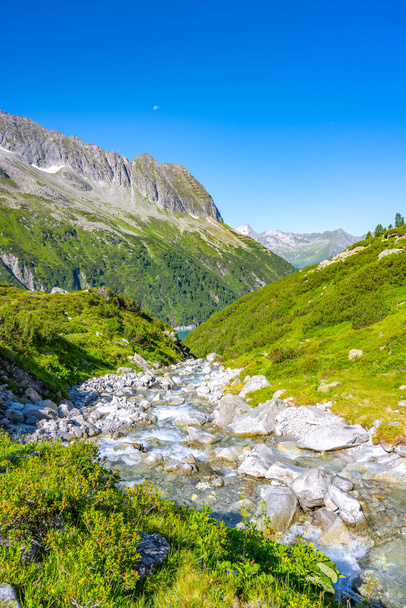 Rocky alpine stream on sunny summer day, Austrian Alps, Austria - Fotografie, Obrázek