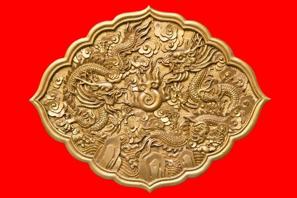 Chiński złoty bliźniacze smoki - Zdjęcie, obraz
