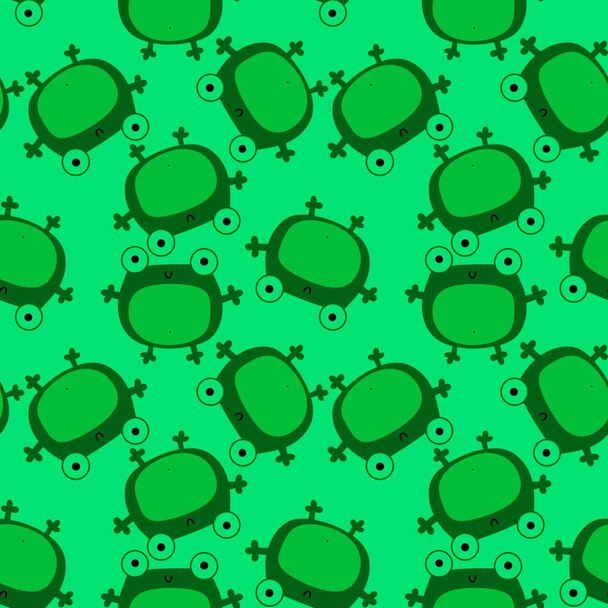 Patrón de ranas kawaii sin costura de dibujos animados para niños y jardín de infantes y telas y papel de envolver. Foto de alta calidad - Foto, Imagen