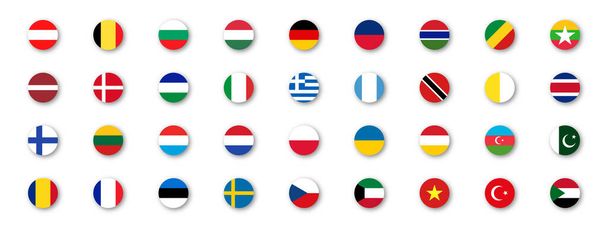 Vlajky evropských zemí. Označit vektorové ikony na izolovaném pozadí realistickým stínem. Vektorová sada vlajek evropských zemí. Vektor EPS 10 - Vektor, obrázek
