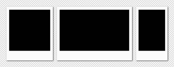 Cuadro realista marco rectángulo de maqueta, colección cuadrada. Mocasines de borde en blanco. Cuadros en blanco y negro aislados maqueta sobre fondo aislado. Ilustración vectorial EPS 10 - Vector, Imagen