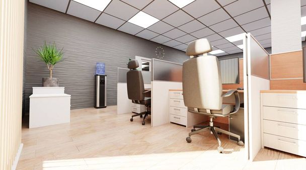 Рискованный 3D-рендер Office Interior - Фото, изображение