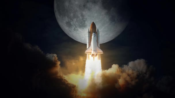 Space Shuttle stijgt op naar de maan. Elementen van deze afbeelding geleverd door NASA. - Video
