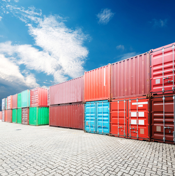 Stack of cargo containers at docks - Photo, Image