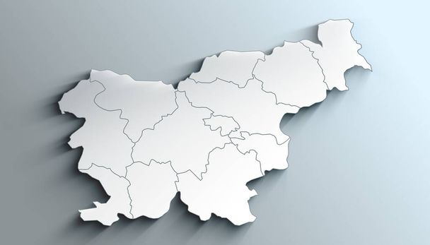 Mapa geográfico da Eslovénia com regiões estatísticas com regiões com sombras - Foto, Imagem