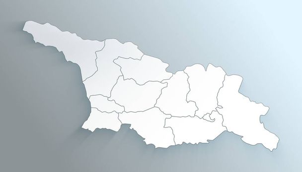 Mapa geográfico de Georgia con Regiones con Sombras - Foto, imagen