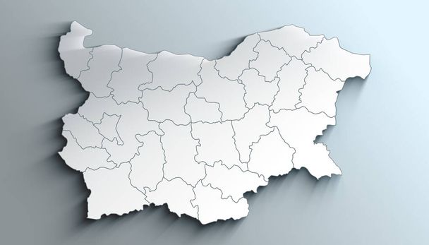 Bulgária földrajzi térképe árnyékos régiókkal rendelkező tartományokkal - Fotó, kép