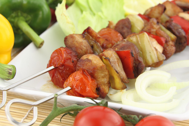 Grilled meat and vegetable skewer - Photo, Image