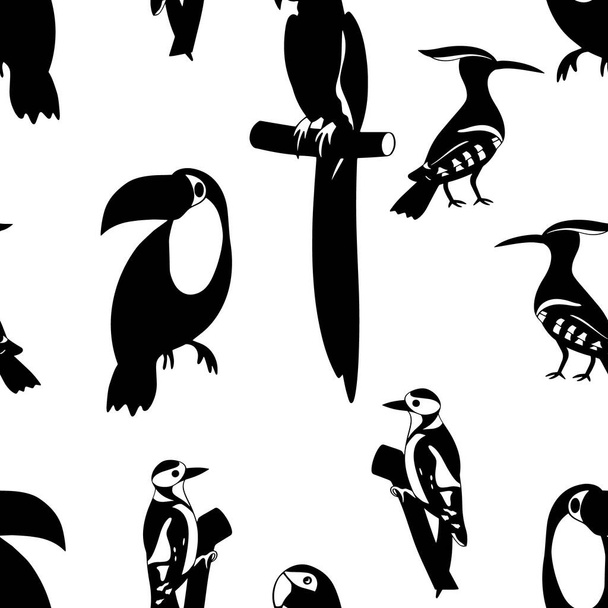 Doodle Vogel nahtlose Muster. Handgezeichnetes Tier. Handgezeichneter Vogel. Vektor Stock Illustration. EPS 10 - Vektor, Bild