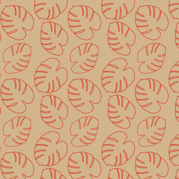 Seamless pattern in a minimalist style featuring exotic monstera leaves in muted trendy shades. Texture, background. Fashion print design. Seamless vector repeating pattern. - Διάνυσμα, εικόνα