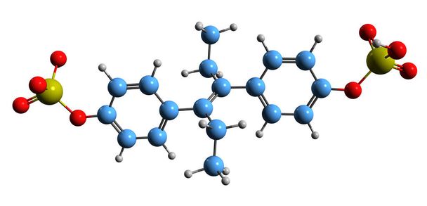  3D obraz Diethylstilbestrol dwusiarczanu formuły szkieletowej - struktura chemiczna molekularna niesteroidowych estrogenów izolowanych na białym tle - Zdjęcie, obraz