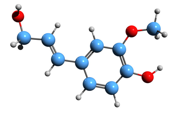  Imagen 3D de la fórmula esquelética de alcohol de coníferas - estructura química molecular de monolignol aislado sobre fondo blanco - Foto, Imagen