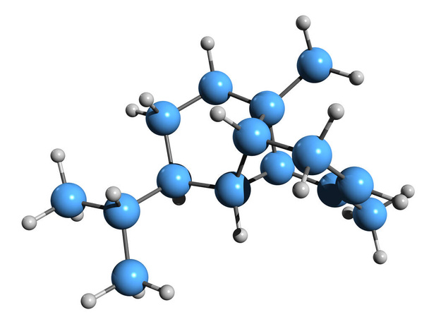  Imagem 3D da fórmula esquelética de Copaene - estrutura química molecular do hidrocarboneto líquido isolado no fundo branco - Foto, Imagem