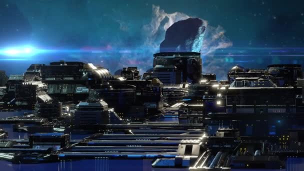 3d animation - Model of alien Sci-fi city. - Footage, Video