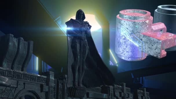 3D animatie van een Science Fiction industrieel buitenaards architectuur interieur  - Video