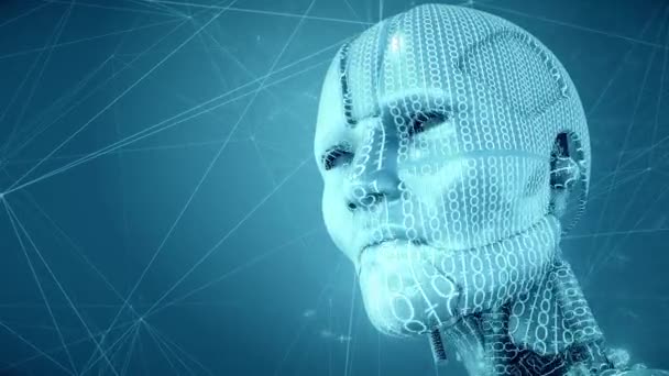 Андроид робота лицо с двоичными кодами. Высококачественные 4k кадры - Кадры, видео