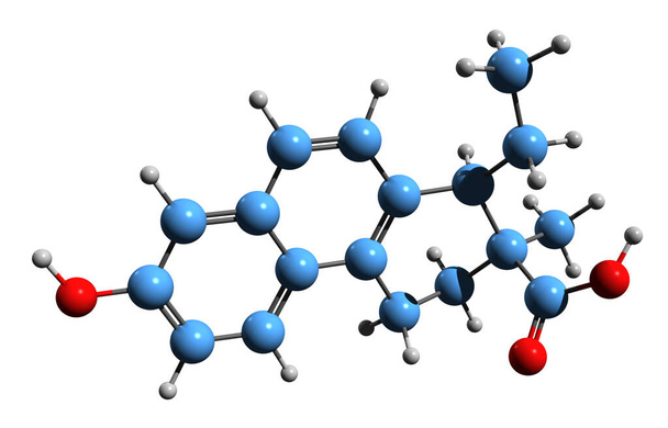  3D obraz kosterního vzorce kyseliny bisdehydrodoisynolové - molekulárně chemická struktura BDDA izolovaná na bílém pozadí - Fotografie, Obrázek