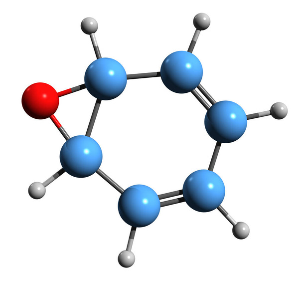  3D εικόνα του σκελετικού τύπου του οξειδίου του Αρενίου - μοριακή χημική δομή του εποξειδίου του αρενίου που απομονώνεται σε λευκό φόντο - Φωτογραφία, εικόνα