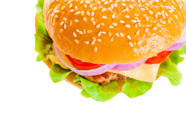 Nagy hamburger fehér háttér - Fotó, kép