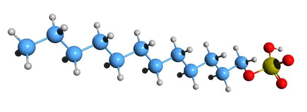  ラウリル硫酸アンモニウム骨格式の3D画像-白い背景に単離されたALSの分子化学構造 - 写真・画像