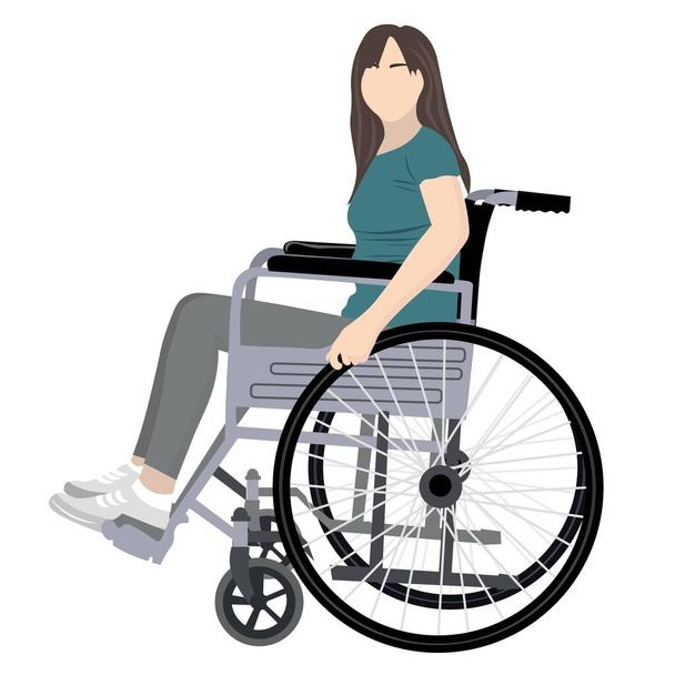 Γυναίκα σε αναπηρική καρέκλα σε λευκό φόντο - Διάνυσμα, εικόνα