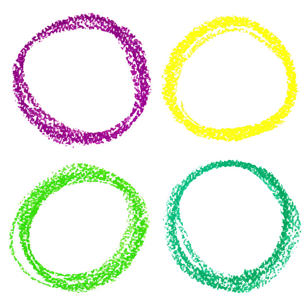 Set of Mardi Gras circle spots of pastel crayon, isolated on white background - Вектор, зображення