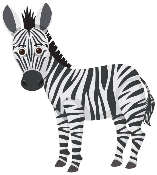Симпатичная зебра в плоском мультяшном стиле - Вектор,изображение
