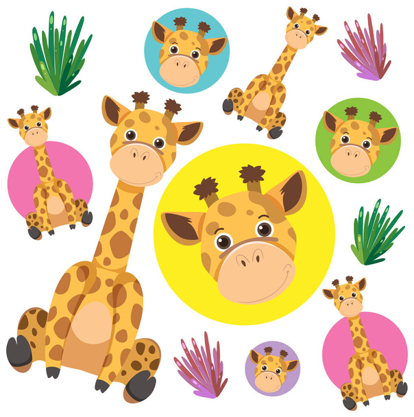 Симпатичная иллюстрация жирафа - Вектор,изображение