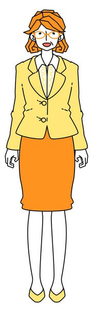 Clip art de corps complet de la femme en costume qui se tient avec une bonne posture - Vecteur, image