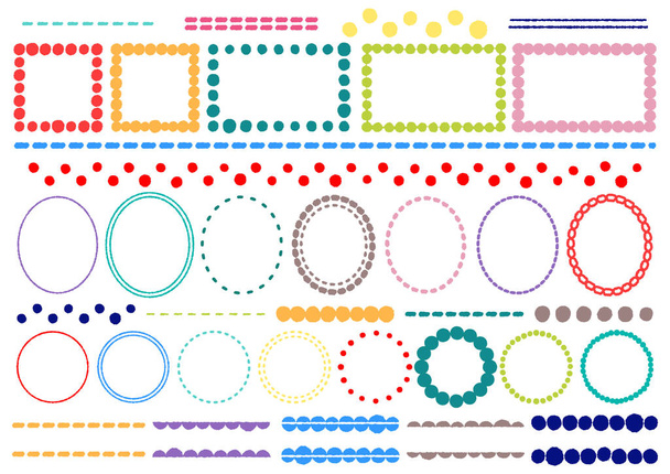  Ez egy színes illusztráció készlet dekoratív keretek és dekoratív szabályok kézzel rajzolt mintákat. Ez egy illusztráció, amely használható mindenféle formatervezési minták, mint a web és a papír média. - Vektor, kép